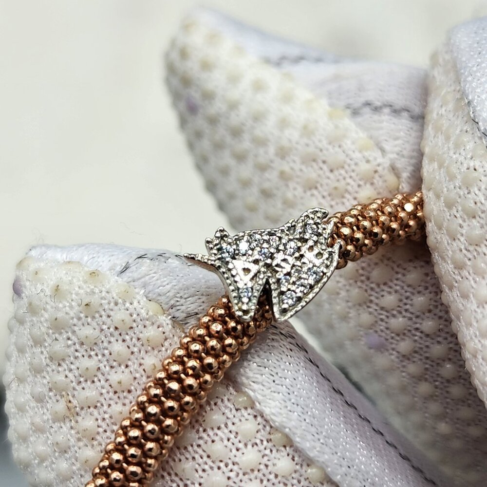 Italian 925 Rose Gold Stardust Mesh Bracelet & Pavé Unicorn